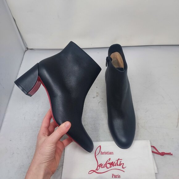 Christian Louboutin Black Turela Leather Ankle Boot - Picture 1 of 13